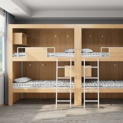 خرید 4000 X 900 X 2400mm رنگ چوبی فشن تخت خواب برای خوابگاه جوانان پشتیبانی سفارشی سازی online manufacture
