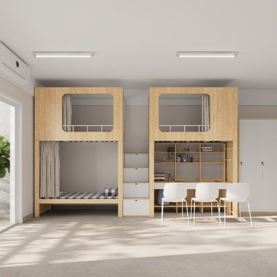 خرید تخت دو طبقه با کابینت ذخیره سازی چوب 4600 X 900 X 2400 میلی متر پشتیبانی سفارشی سازی online manufacture