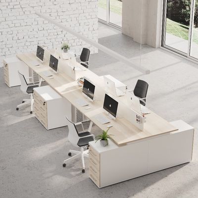 خرید میز هشت نفره با صفحه جدا کننده و کابینت های فایل در سبک چوبی MFC میز جانبی گزینه پشتیبانی سفارشی سازی online manufacture
