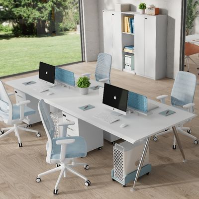 خرید میز اداری 4 نفره بخش ساده و مدرن با کابینت ذخیره سازی پشتیبانی از سفارشی سازی online manufacture