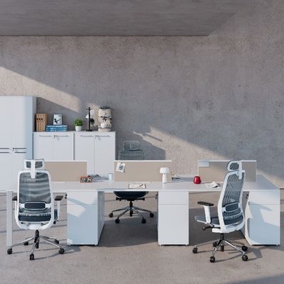 خرید میز اداری مدرن چهار نفره با کابینت فایل قفل شده پشتیبانی از سفارشی سازی online manufacture