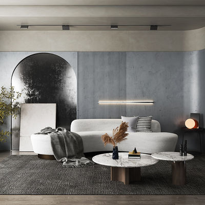 خرید پشتیبانی از سفارشی سازی Nordic Minimalism Leather Sofa Set، دفتر، اتاق خواب، طراحی آرک نوآورانه، پاهای فلزی، سه نفره، پارچه online manufacture