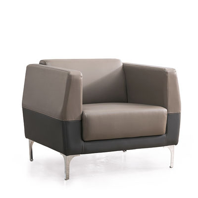 Office Sofa Set Modern Business Reception Sofa with Stainless Steel Foot Leather Furniture and Steel Leg Base