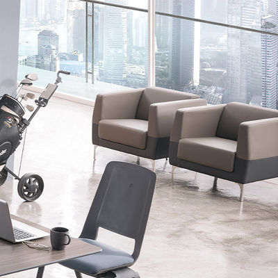 Office Sofa Set Modern Business Reception Sofa with Stainless Steel Foot Leather Furniture and Steel Leg Base
