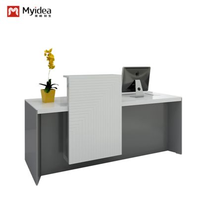 White Painted Glossy Front Desk, Fashionable Design, Light Luxury Front Desk, Commercial Hotel Lobby, Cashier And Reception Desk