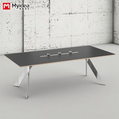 customization Eleganthigh-end, fashionable office and conference table with shiny stainless steel feet, soft and comfortable skin feel fabric