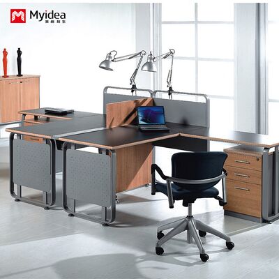 Modern Minimalist Two Person Combination Office Desk with Screen, Card Holder Partition, Multi Person Combination Staff Desk
