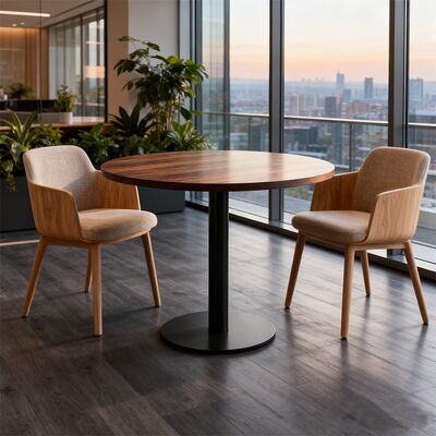 Simple Style Wood Coffee Table and Negotiation Table with Steel Feet and Plates Eco-Friendly Commercial Furniture manufacture