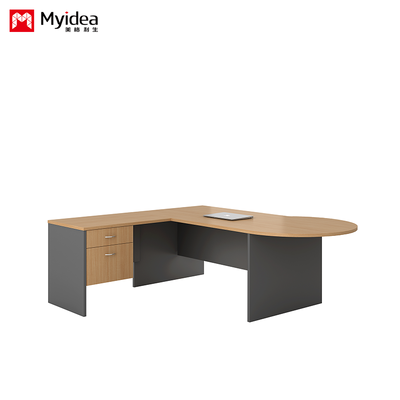 L-Shaped Executive Desk, Melamine Board Material, Spacious Corner Workstation for Office