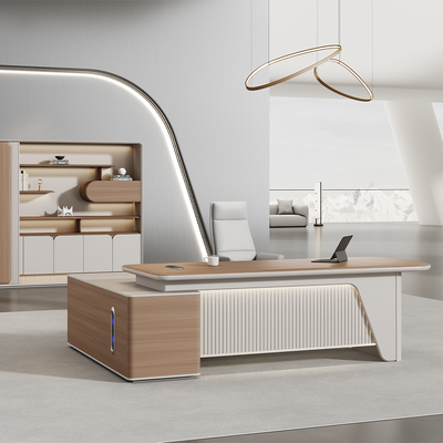 خرید میز کار جدید با پوشش PVC خمیده ️ سطح لاکی رنگ آمیزی ، نور محیط LED فعال صدا online manufacture