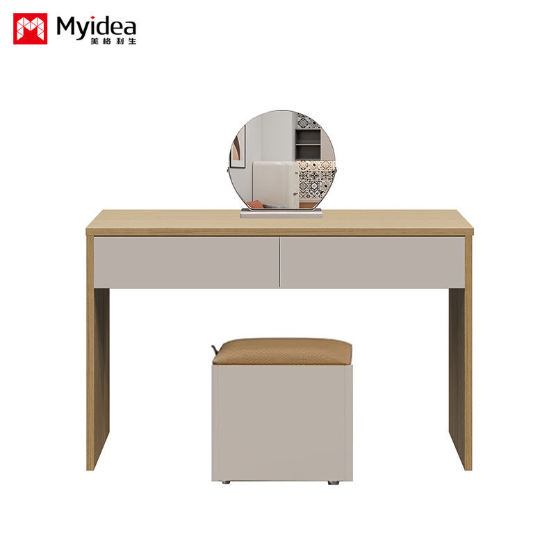 Customizable Mirror Drawer Desk and Chair Combination , Bedroom Dressing Table Load Capacity 1000N White by Myidea