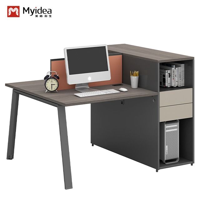 Two People Four Employees Office Work Computer Desk Screen Card Workstation Desk Combination for Commercial Furniture