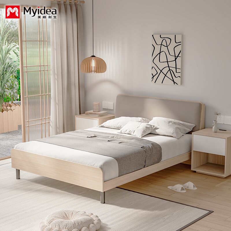 customization Single Apartment Bed, Homestay, Stable Slab Bed with Charging Port Design,Bed Head Soft Package, Modern Bed
