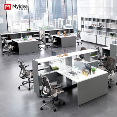 میز اداری با ظرفیت ذخیره سازی بزرگ و سفارشی، میز کامپیوتر اداری 2 نفره و 4 نفره با طراحی، پارتیشن صفحه نمایش، میز کارمندان