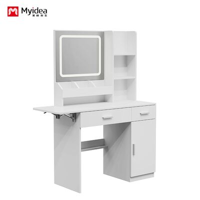 سفارشی‌سازی ساده با آینه، چهارپایه، میز آرایش، اتاق خواب، لوازم آرایشی با کابینت، میز ذخیره‌سازی، خانگی کوچک، میز آرایش